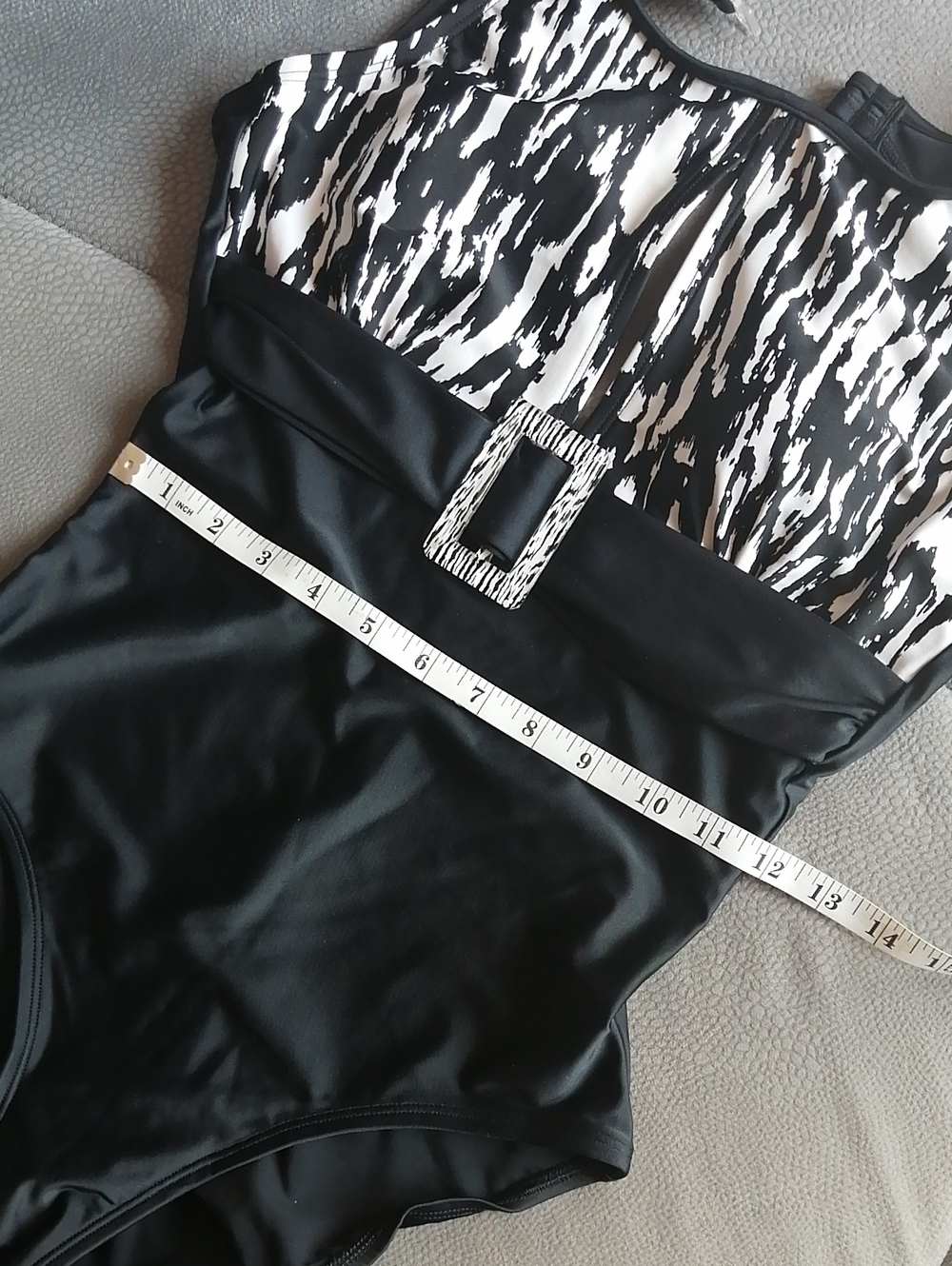 Abstract Zebra Pattern Black White One-piece Swimsuit Aquatic Fitness Aerobics - Picture 9 of 13